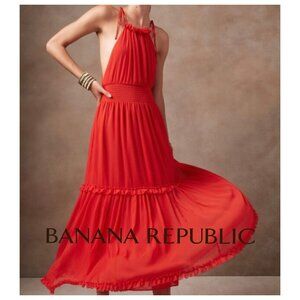 Banana Republic Red Halter Maxi Dress NWT Size Medium Tall